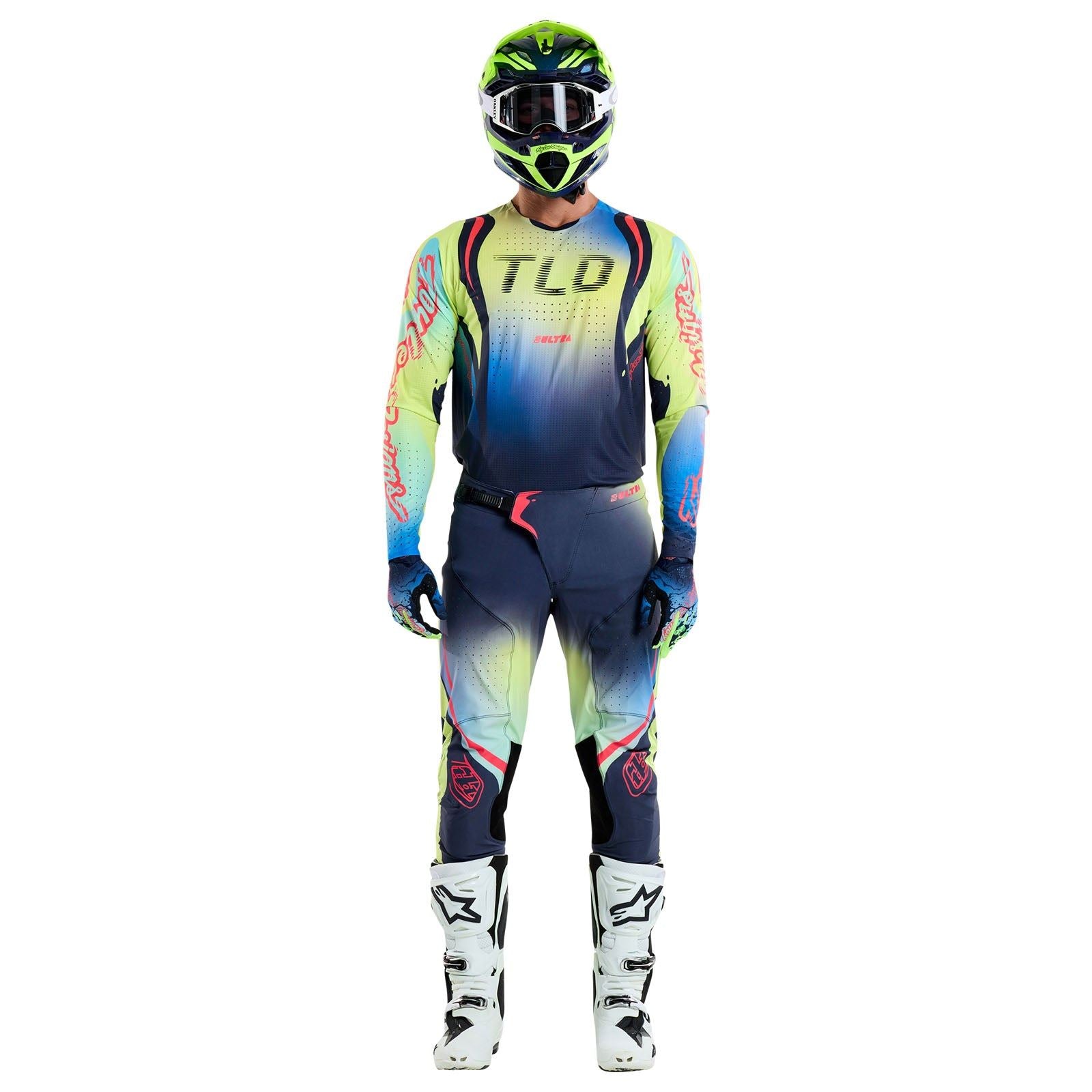 Troy Lee Designs Spring 2025 MX Combo Kit SE ULTRA Drip Glo Yellow Dark Navy